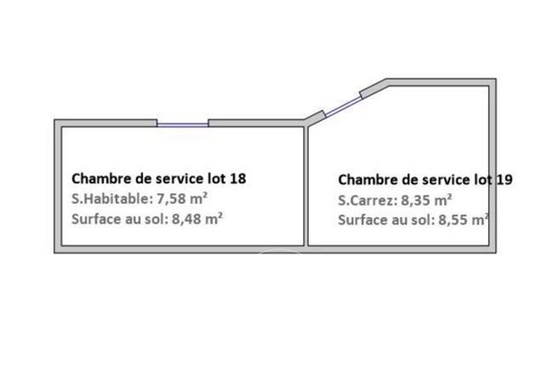 PARIS 75017 - QUARTIER LEBON - TERNES - 2 chambres de service à réunir - 7E ETAGE - VUE TOUR EIFFEL