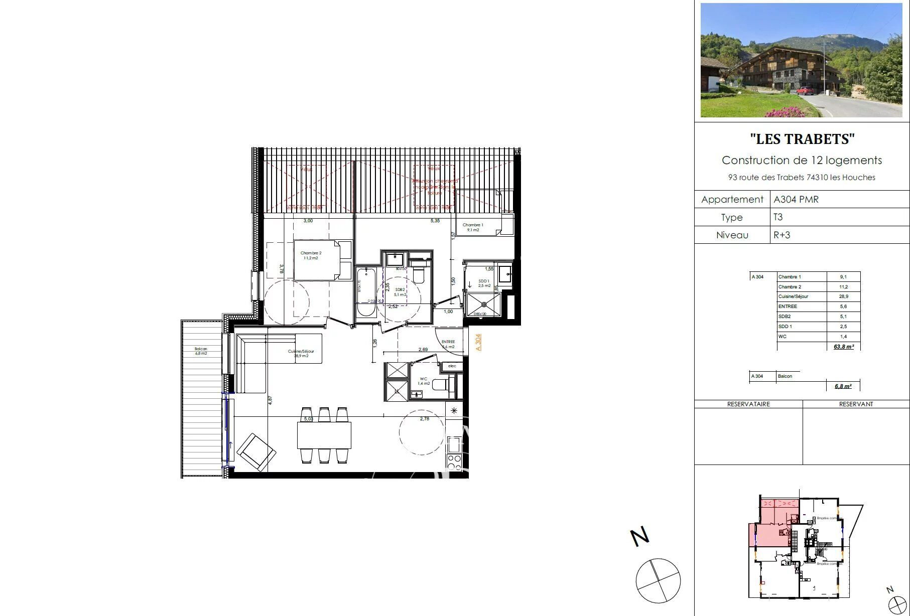 BARNES CHAMONIX - LES HOUCHES - 3 BEDROOM APPARTMENT -  BALCONY - VIEW OF THE MONT BLANC RANGE - picture 2