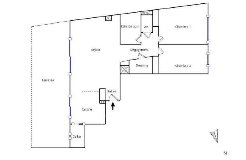 Furnished rental – 2-bedroom apartment – Terrace - Cellar - picture 2