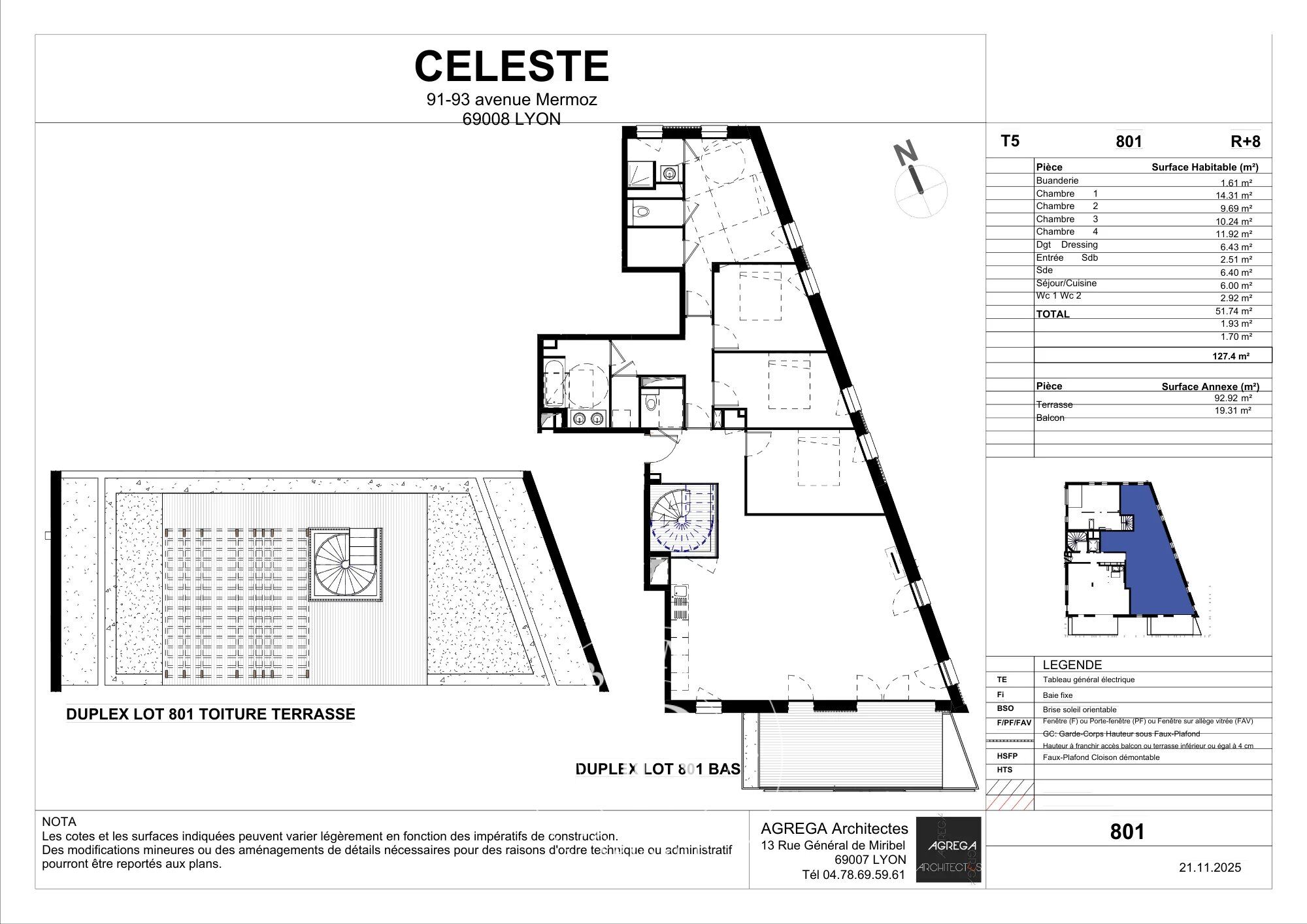 Lyon 8ème - Appartement Duplex 127,40 m² - Toit-terrasse 92,92 m² - Balcon - Garage - picture 1